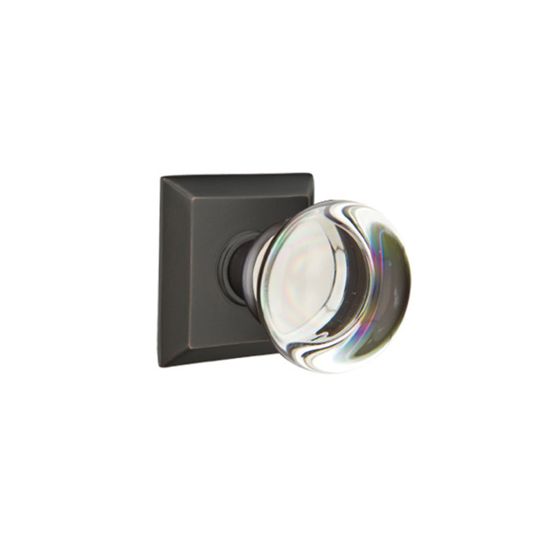 Privacy Providence Crystal Knob with Quincy Rose, Oil Rubbed Bronze