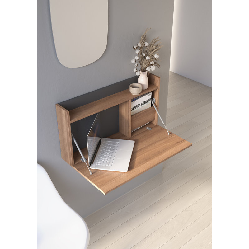 Caramie Writing Desk, Walnut/Jet Black