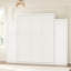 Cadre de lit plateforme multifonctionnel pliable, lit double, 2 garde-robe et tablette de rangement, blanc, pour chambre d'amis - cadre de lit blanc avec fonction
