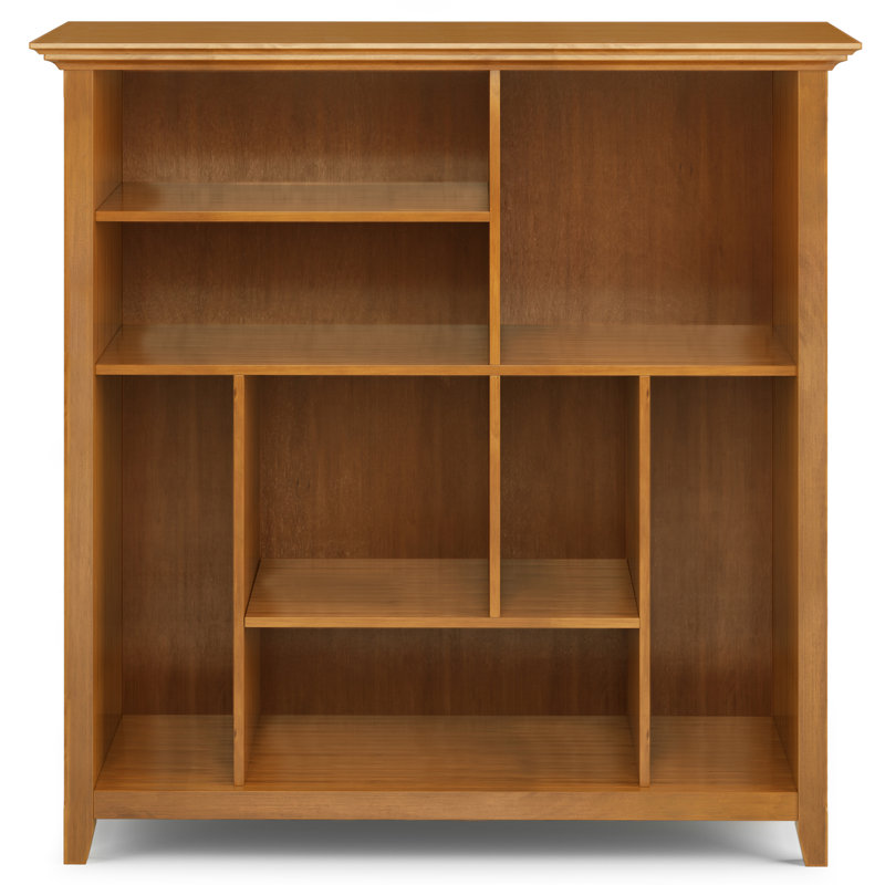 Amherst 44"H Solid Wood Transitional Multi-Cube Bookcase with Fixed Shelves and Tapered Legs, Brun doré clair