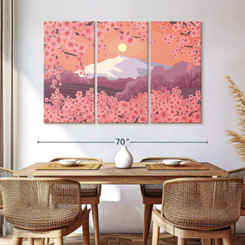 Harnek Japan Cherry Blossom Landscape, 42" H x 65" W