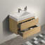 Meuble-lavabo mural en chêne naturel de 30 po avec lavabo, grand meuble-lavabo flottant mural pour salle de bain moderne, lavabo une pièce blanc brillant sans drain ni robinet