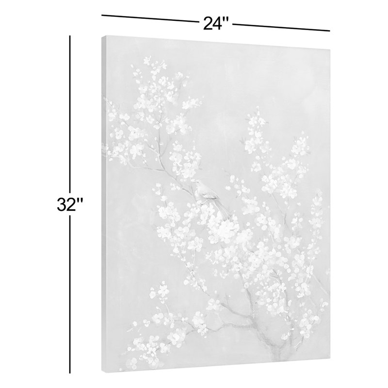Art mural sur toile blanche, cerisier blanc, Toile tendue, H 32 po x l 24 po
