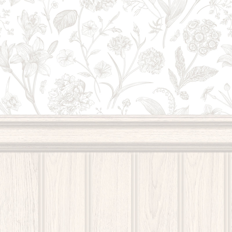 Tongue And Groove Floral Toile, Washed White