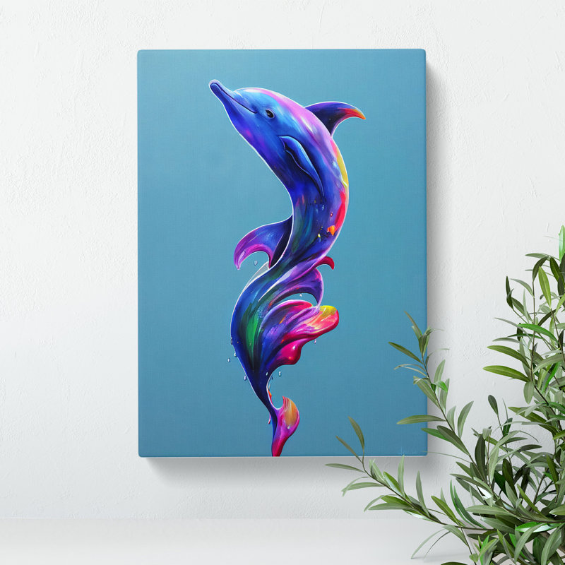 XC1022-1846X Dolphin Paint Splash No.1 - Wrapped Canvas Print, 60cm H x 40cm W x 3cm D