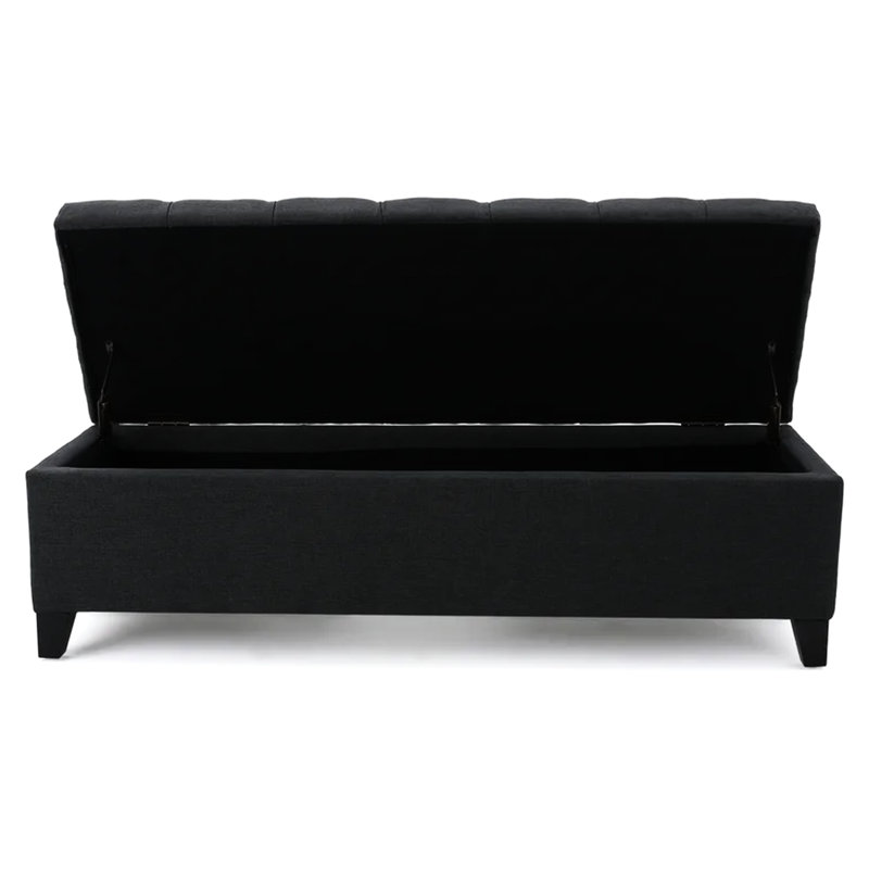 Bouton contemporain gris foncé, l 51,17 po x P 17,4 po, H 16,83 po, avec piqûre en losange, base en bois de bouleau et revêtement en tissu, 51,17 po x 17,4 po x 16,83 po, intérieur capitonné