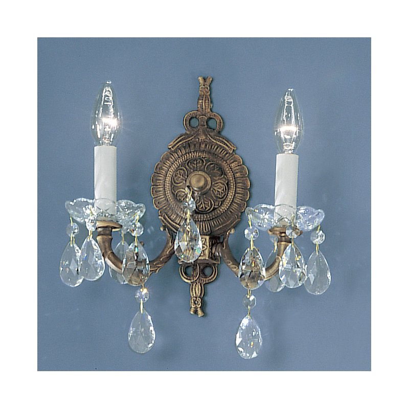 Lampe murale bougie 2 lumières Ewert, Crystalique, Bronze romain