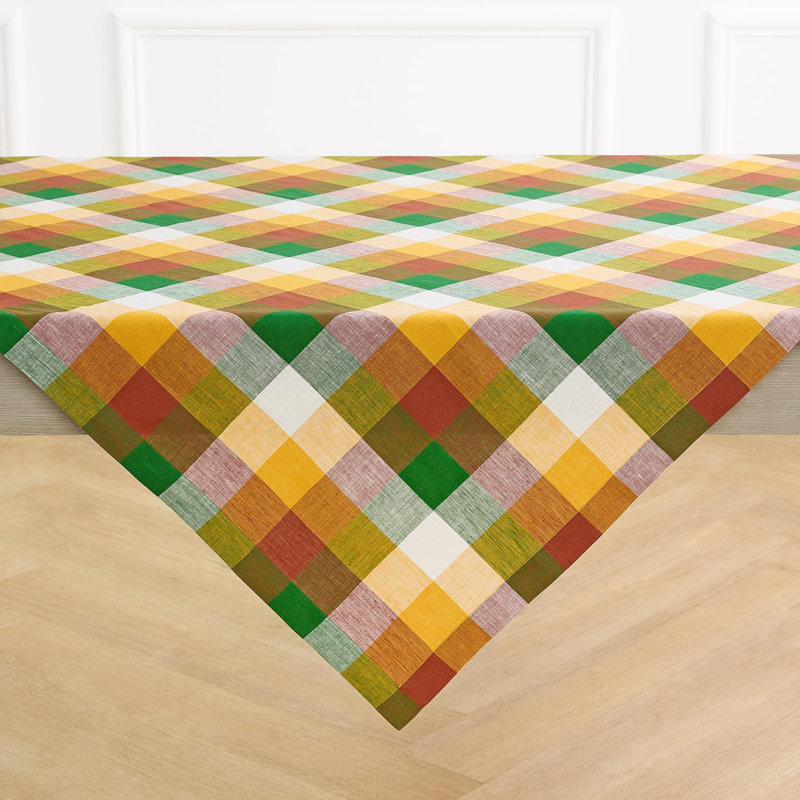 Buffalo Check - 100% Pure Linen Table Throw, Fall Check, Checkered