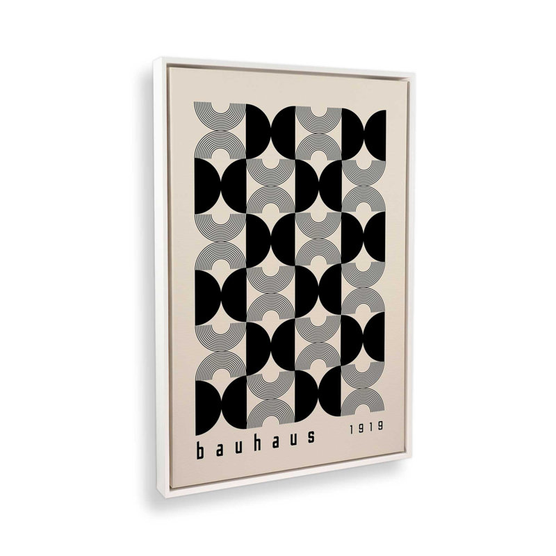Impression sur toile à motif de Bauhaus, H 18,75 po x l 12,75 po x P 1,75 po, Cadre flottant blanc opaque