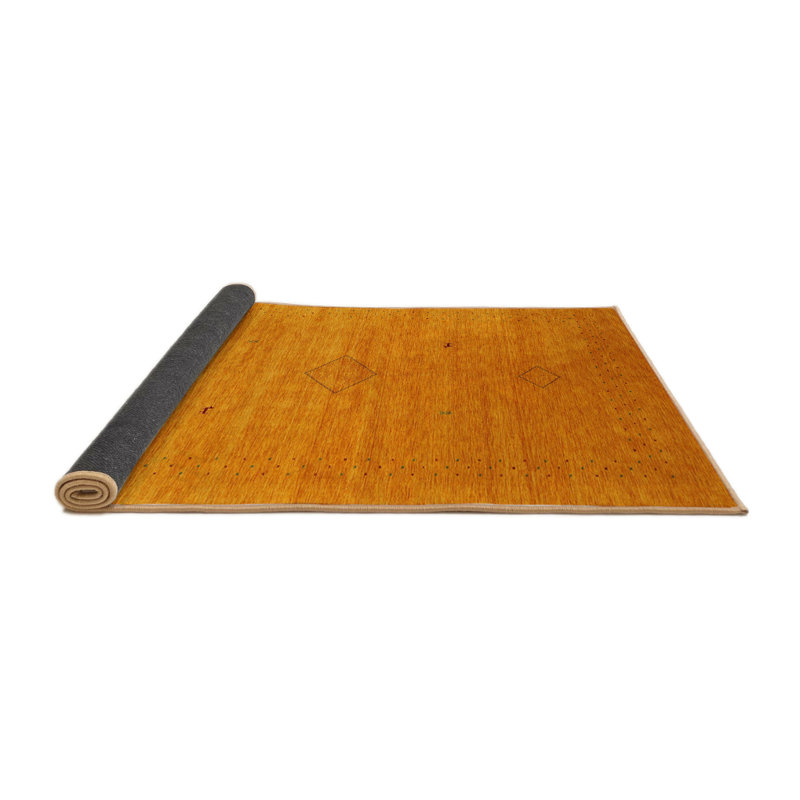 Tapis de zone orange contemporaine, Rond 3 pi