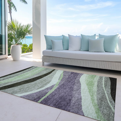 Machine Washable Indoor/Outdoor Chayden ACN1098 Purple 5' x 7'6" Rug