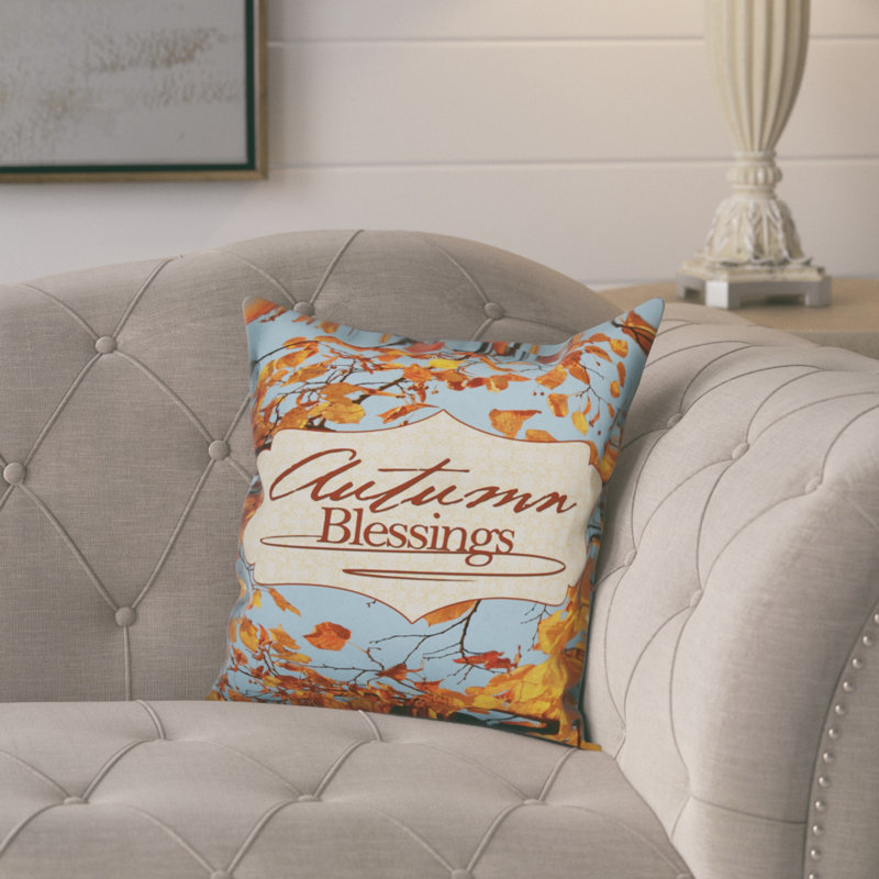 Autumn Blessings Outdoor Reversible Throw Pillow, Outdoor