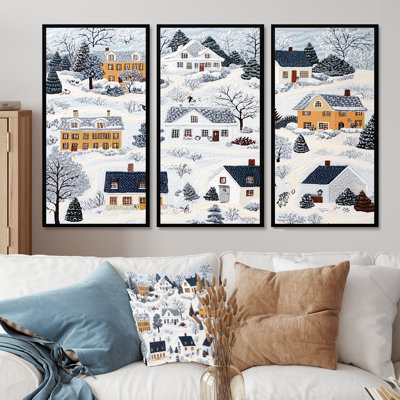 «Snowy Village In Alaska II - Winter Landscape», ensemble d'art mural