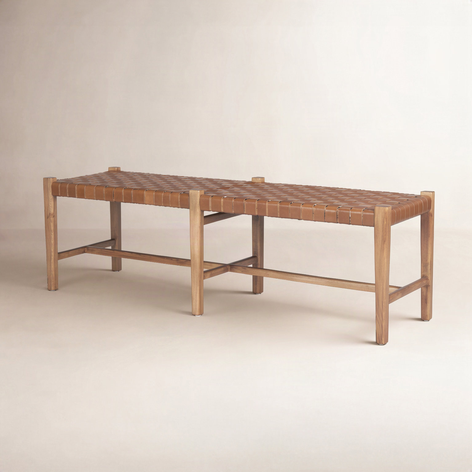 52" Genuine Leather Dining Bench, Brown