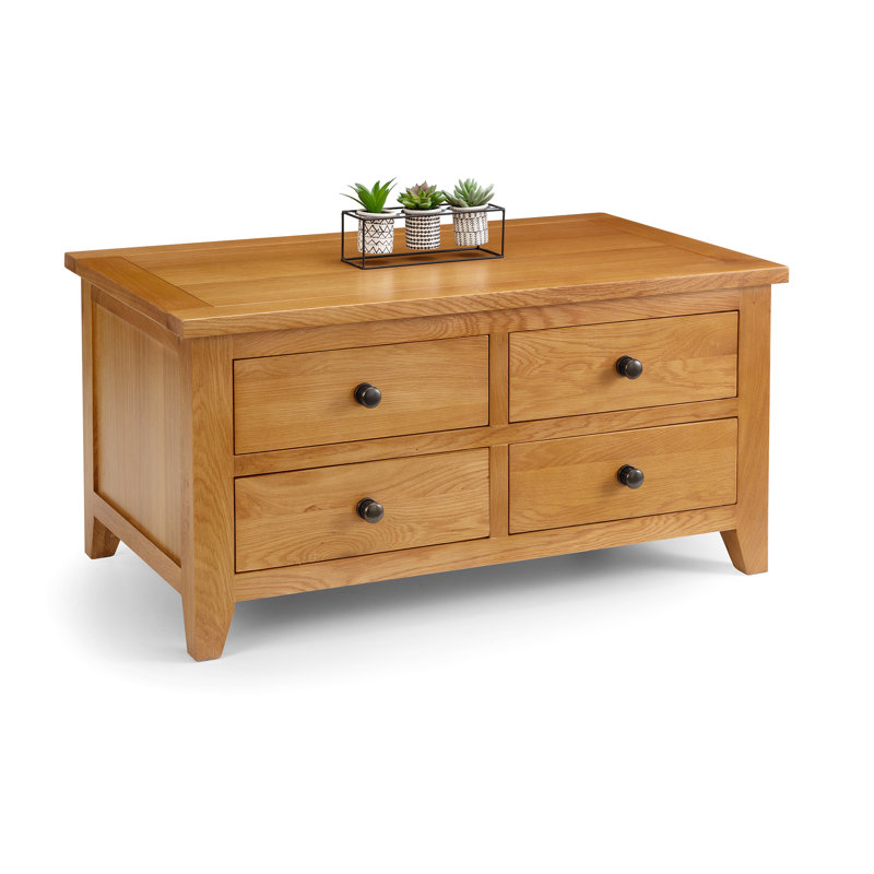 Bolander Solid Wood Four Leg Coffee Table with Storage