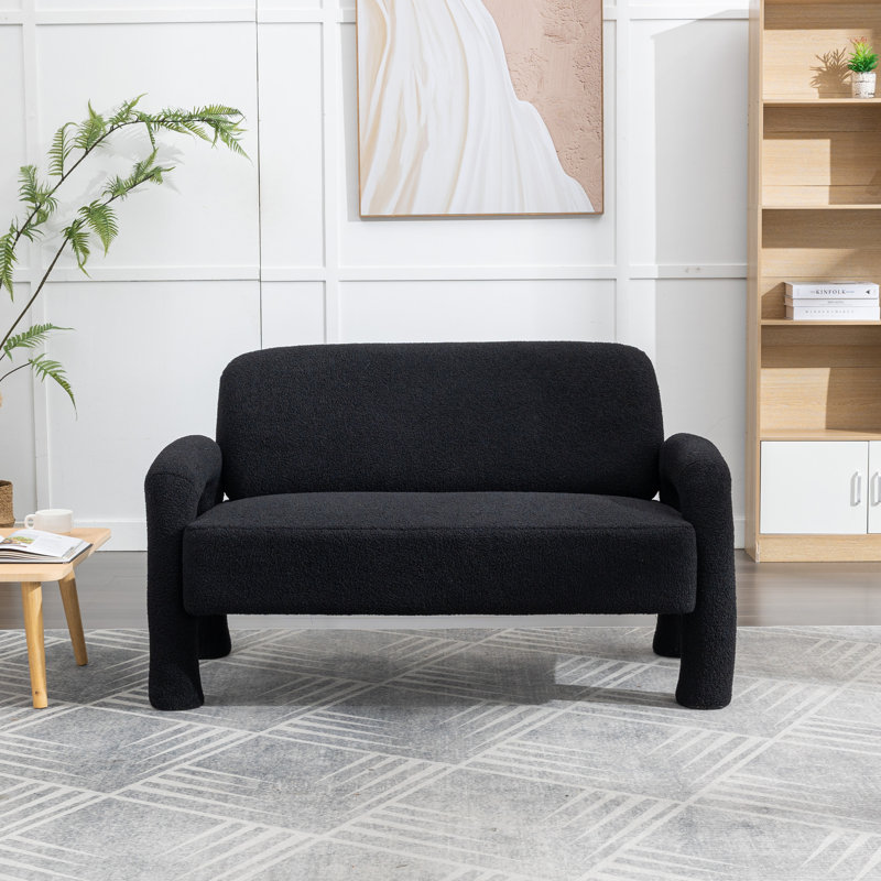 Jasyia Upholstered 51'' Loveseat, Black 100% Polyester