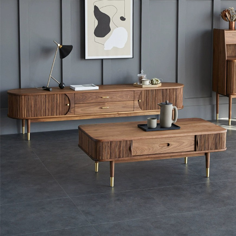 Table basse en bois rustique, pieds en cuivre, facile