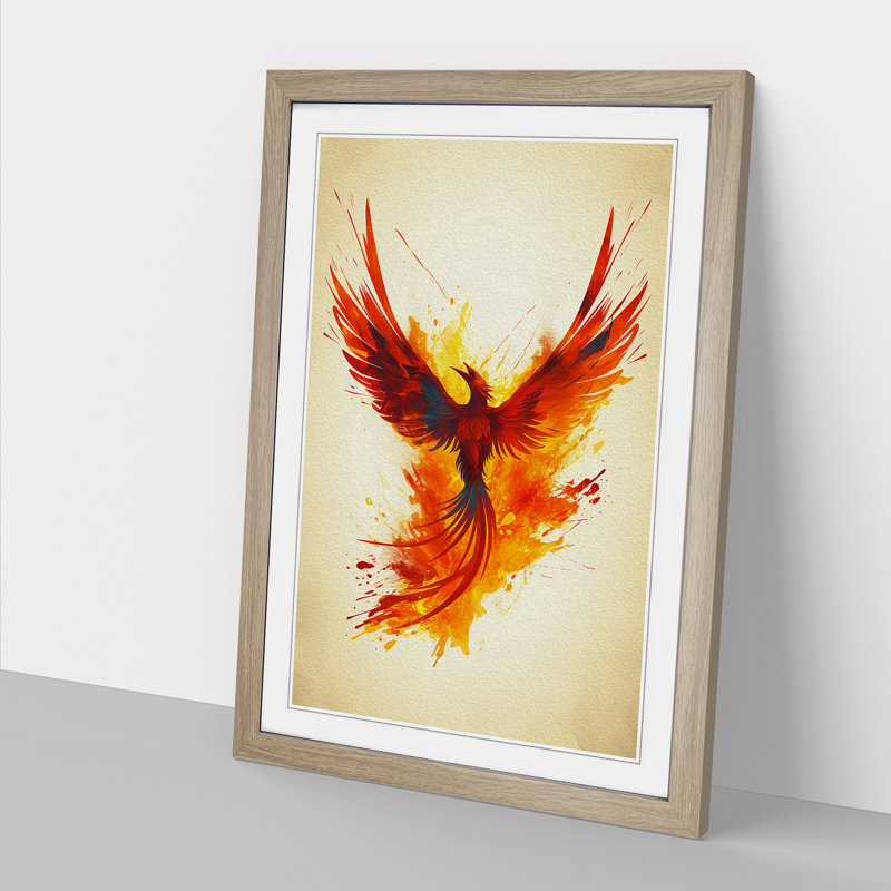 Phoenix Minimalism - Framed Print, 34cm H x 25cm W x 2cm D, Oak