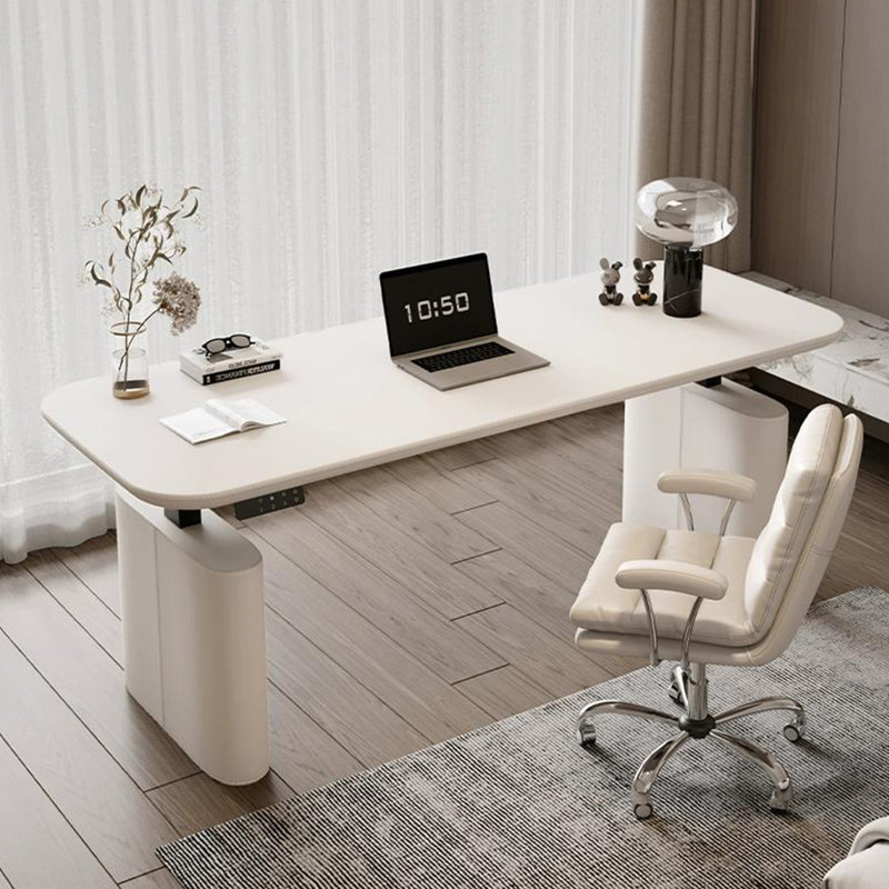 Bureau rectangulaire à hauteur réglable, Blanc, H 51,18 po x l 62,99 po x P 31,5 po