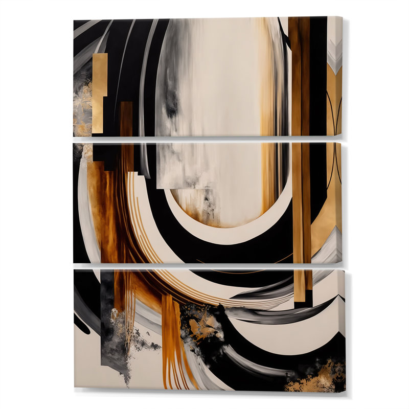 Gold Touch Art Deco IV - Modern Transitional Canvas Wall Art Set, 36" H x 28" W x 1" D
