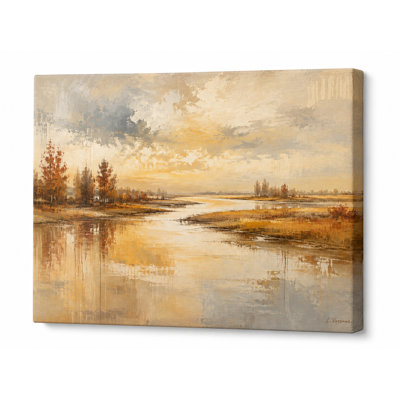 Gold Rust Autumn River Landscape Wrapped Garth