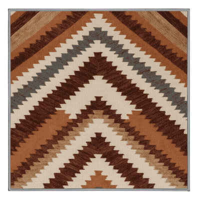 Washable Terracotta Beige Striped Area Rug