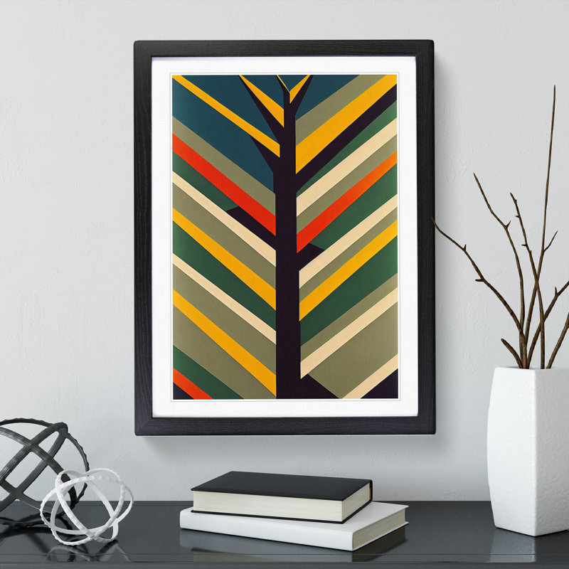 Bold Abstract Tree No.2 - Single Picture Frame Print, Black, 64cm H x 46cm W x 2cm D