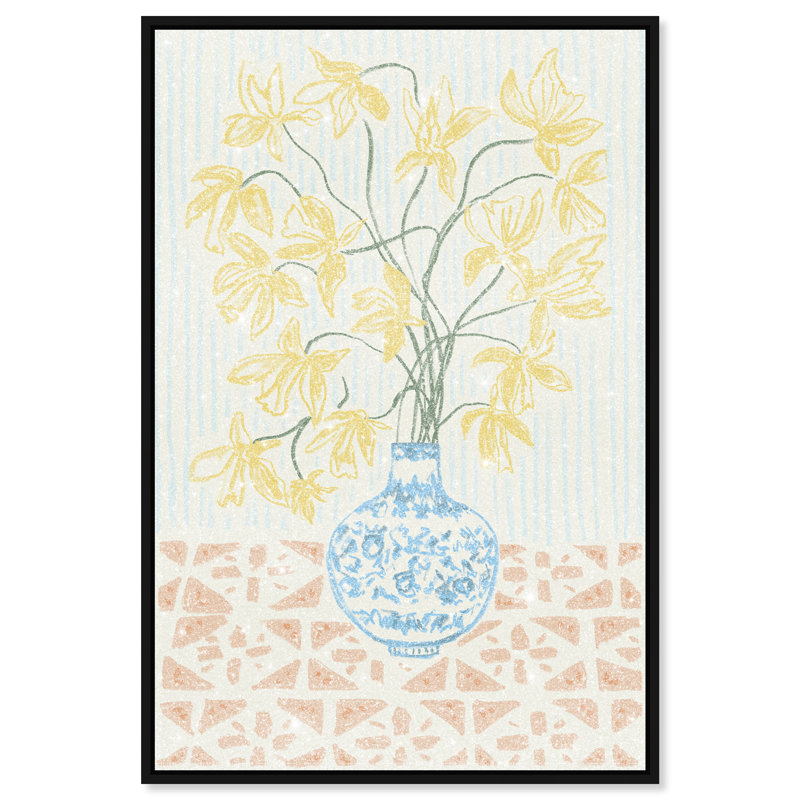 Yellow Iris Summer Print by Oliver Gal, 16"H x 11"W, Black Floater Frame