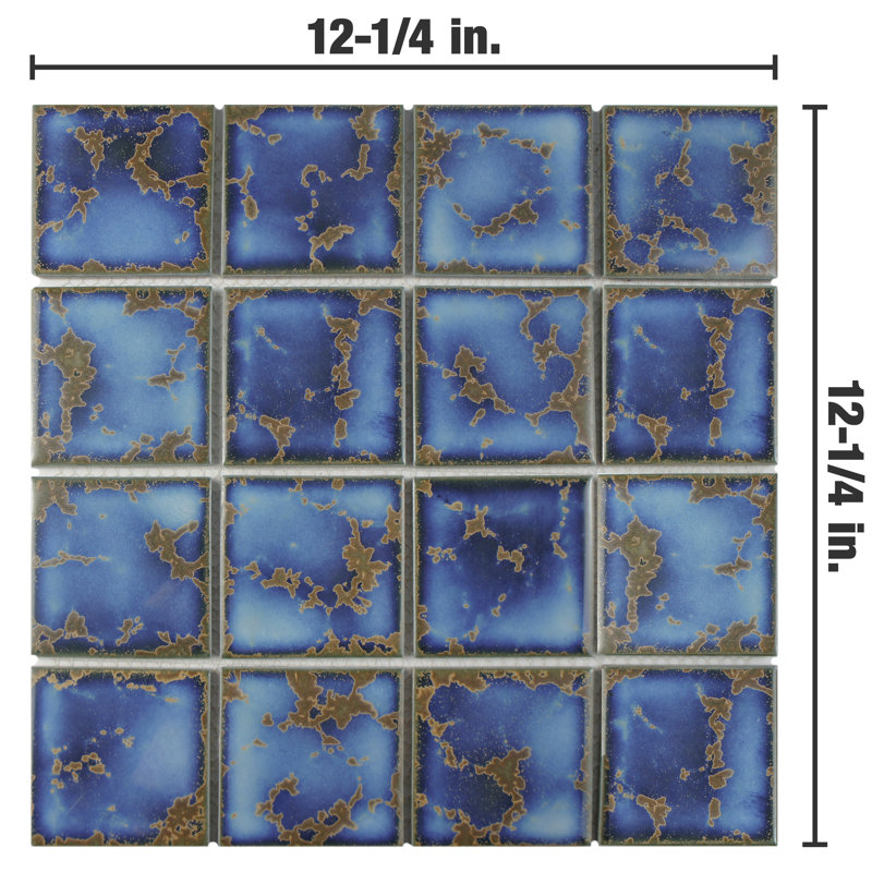 Channel Terra Azure Mega Square 12-1/4" x 12-1/4" Porcelain Mosaic Floor and Wall Tile
