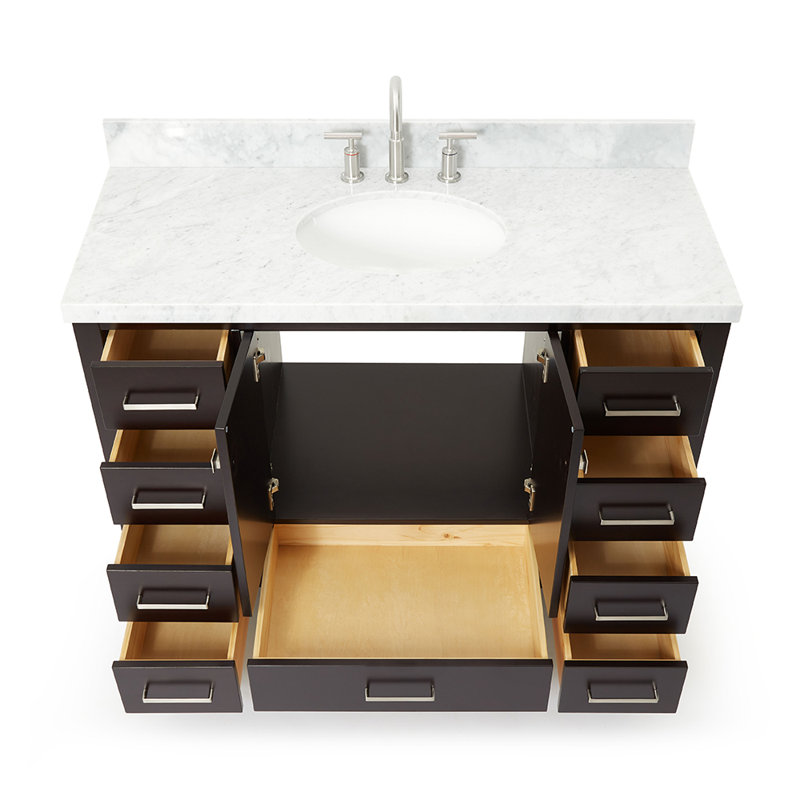 Ensemble de meuble-lavabo simple 48 po Cambridge, Espresso, Nickel brossé