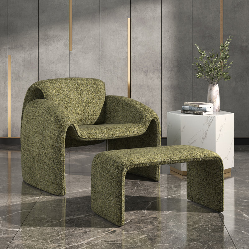 Fauteuil d'appoint avec repose-pieds Gainsborough, Vert mousse