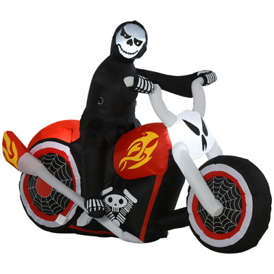 Lighted Airblown Grim Reaper Flaming Motorcycle Halloween Inflatable