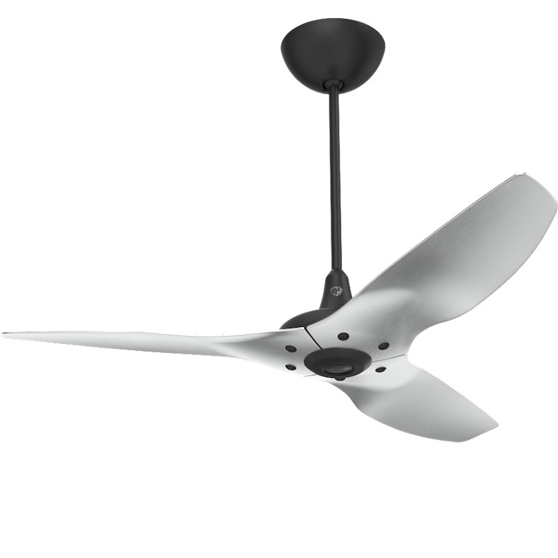Haiku Smart Downrod Ceiling Fan, 52 inches, Black with Brushed Aluminum Blades