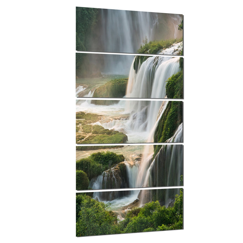 Detian Waterfall - Multipanel Landscape photographie en métal, art mural, H 60 po x l 28 po x P 1 po