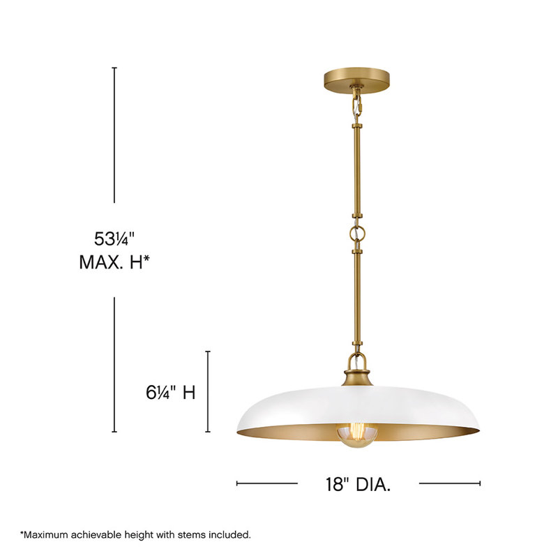 Sadie 1 - Light Steel Chandelier, Chalk White, 6.25" H x 18" W x 18" D