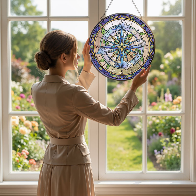 Vitrail Compass Rose, H 7,8 po