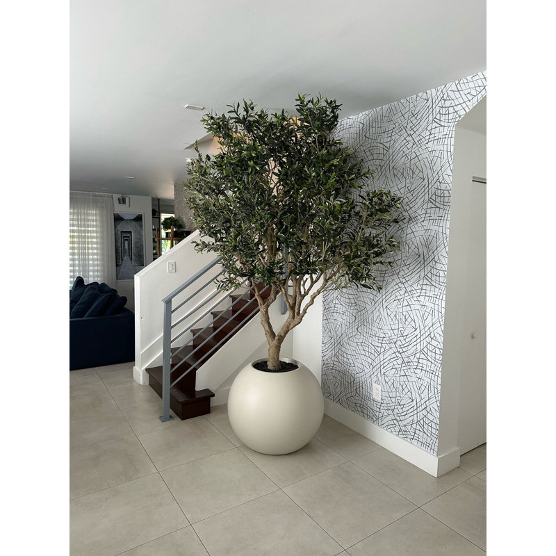 Artificial Olive Tree 30" Globe Planter, Beige