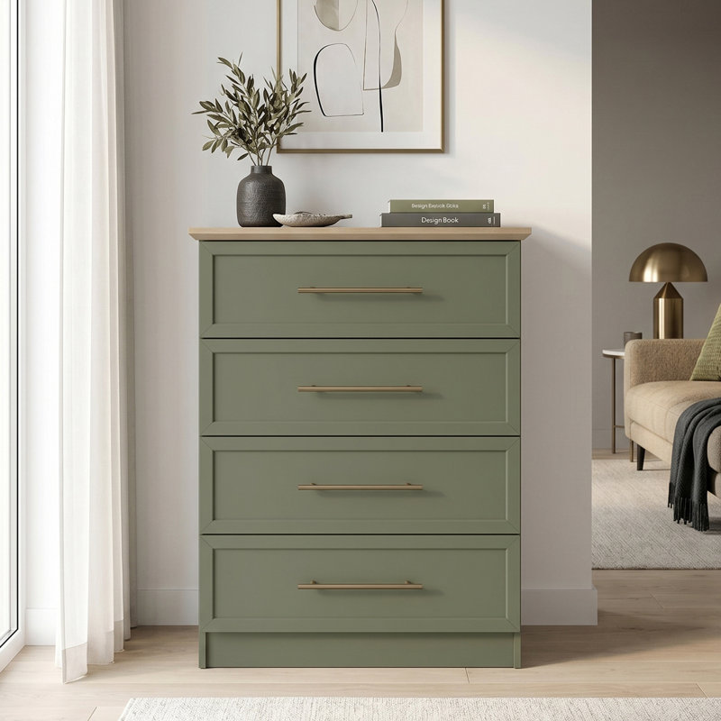 Cleverdon Feya 4 Drawer Chest Of Drawer, Kale Green