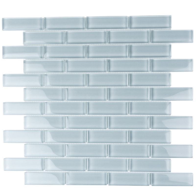 11.9"X 11.9" Polished Glass Brick Tile, Gray