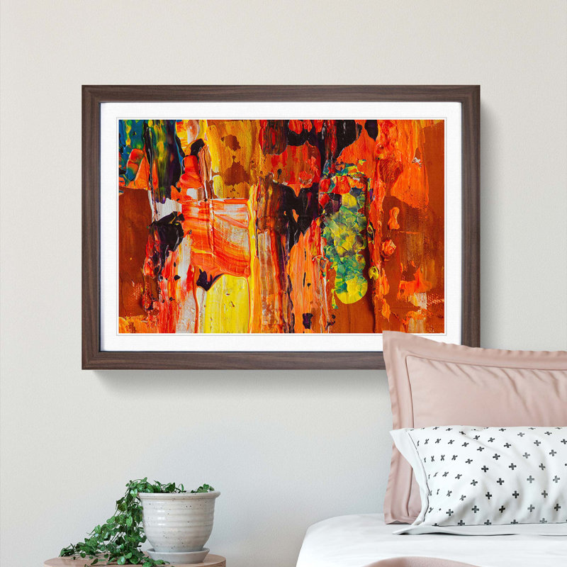 Abstract Art Painting Vol.251 by S.Johnson - Picture Frame Painting Print, 36cm H x 48cm W x 2cm D, Walnut Framed