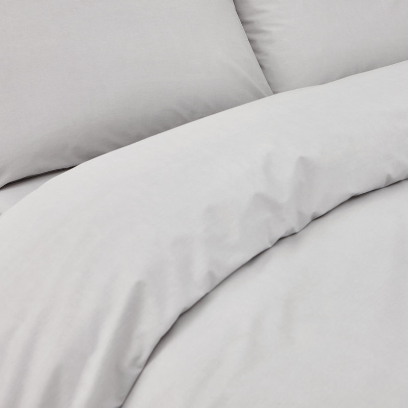 200 Thread Count 100% Cotton Duvet Cover Set with Pillowcases, Single Duvet Cover + 1 Standard Pillowcase, Silver