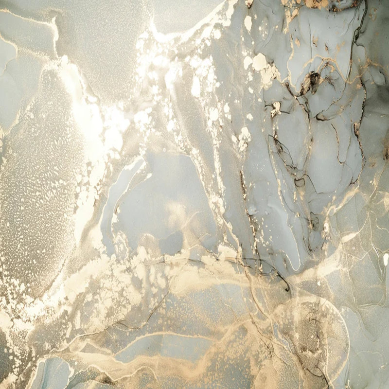Blue Beige Gold Abstract Marble Wall Mural, 108" L x 192" W