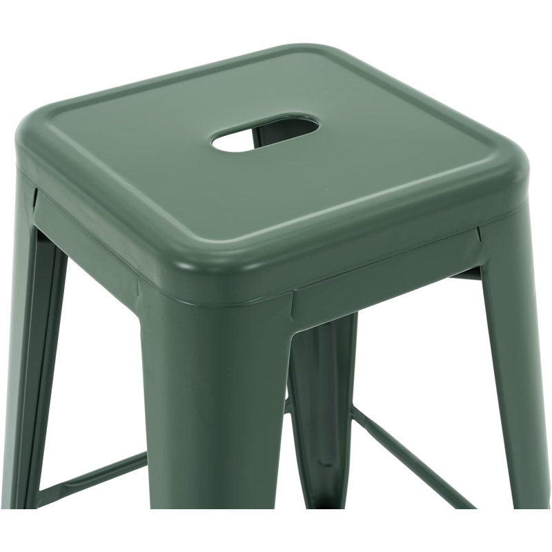 Stool with Metal Frame,Metal Bar Stools, Backless Counter Height Barstools, Indoor Outdoor Stackable Stools With Square Seat