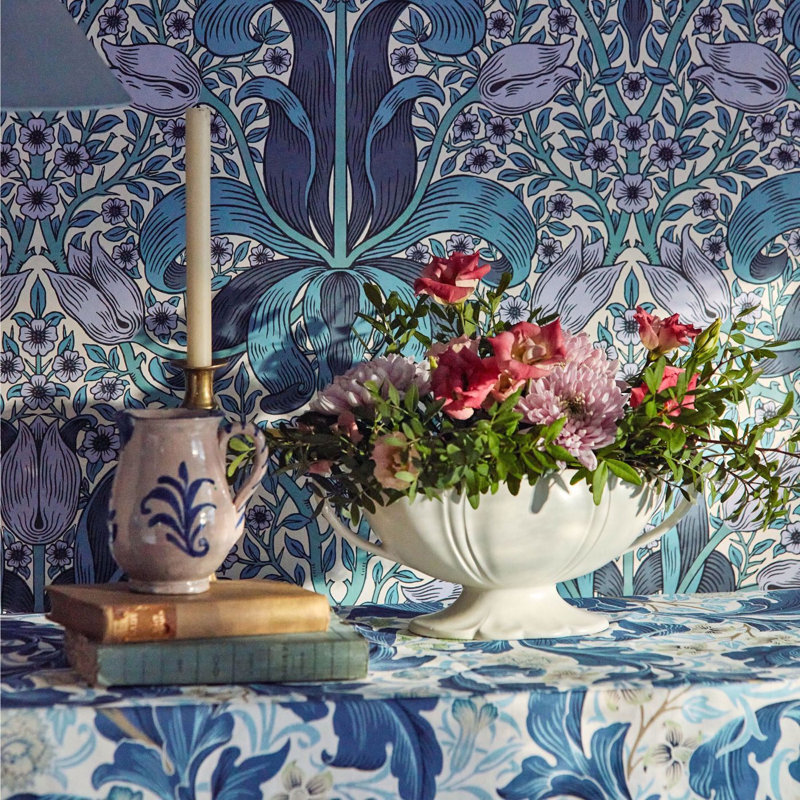 Bedford Park Spring Thicket Wallpaper, Indigo/Lilac