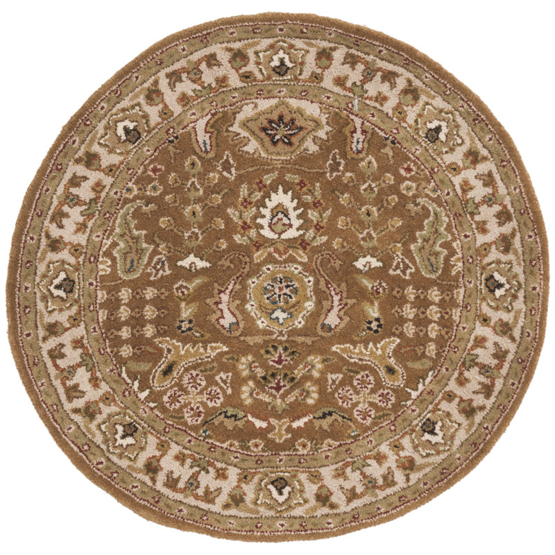 Chattooga Oriental Hand-Tufted Wool Gold Area Rug, Round 8'