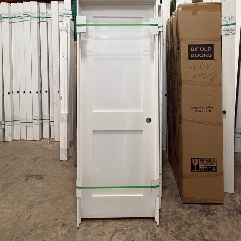 (Pré-verrouillé) Porte intérieure pré-montée à 2 panneaux avec montants de porte de 4/9 / 16 po, Gauche, 36 po x 80 po
