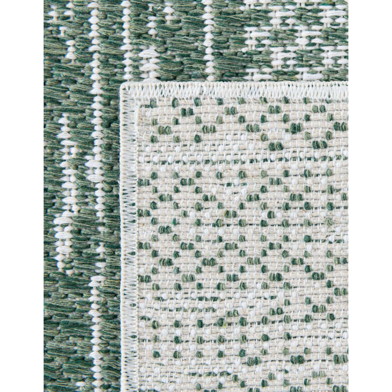 Tapis vert en coton tissé à la machine Jermeka, Rectangle 5 pi 3 po x 8 pi