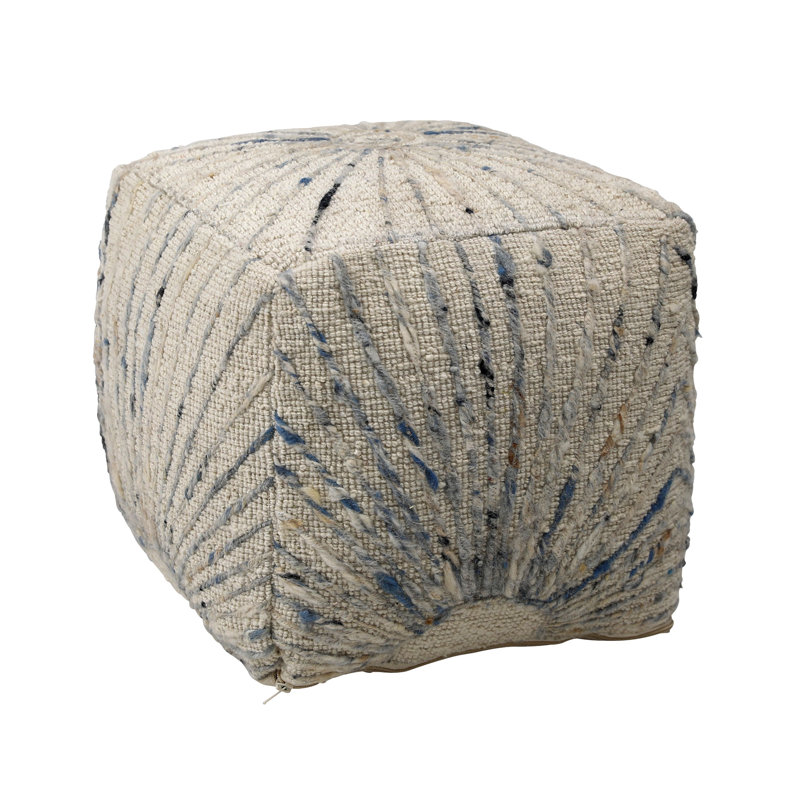 Kathleen Wool Upholstered Ottoman, Ivory