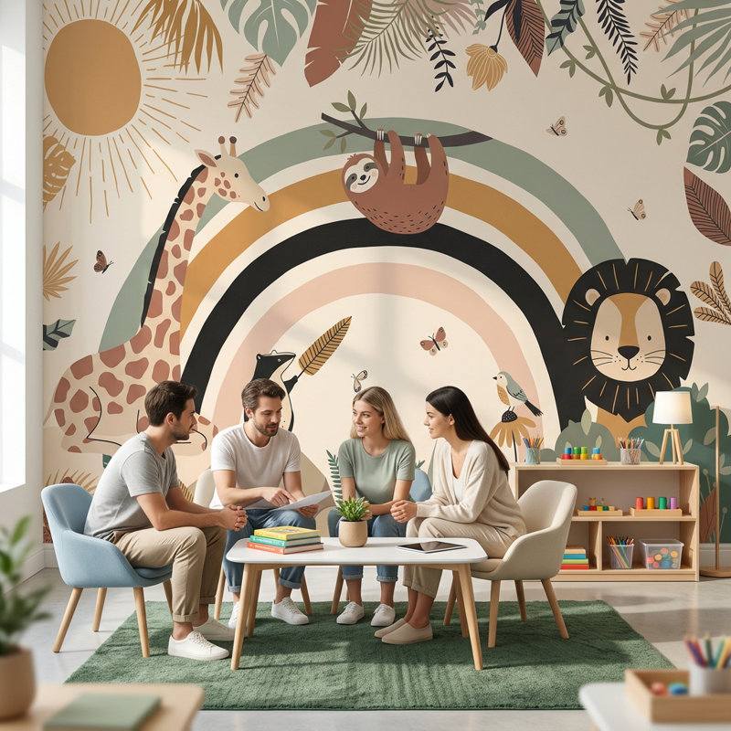 Panneau mural Jungle Vibe Safari Vibe Tropical Vibe, 200 po x 120 po, Peler et coller
