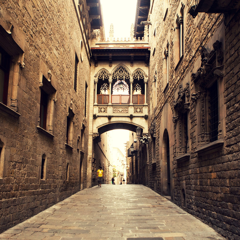Street In Barcelona. by Ibsky - Wrapped Canvas Print, 76cm H x 76cm W x 3.8cm D